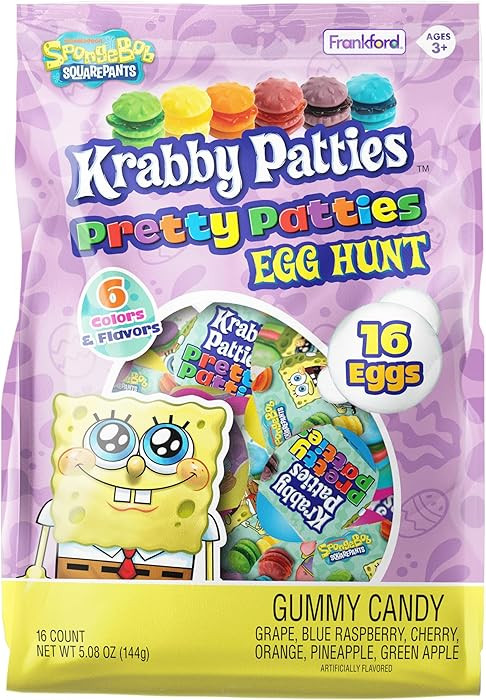 SpongeBob SquarePants Krabby Patties Easter Egg Hunt Mix, 16 Plastic Eggs with Gummy Candy, 6 Fla... | Amazon (US)
