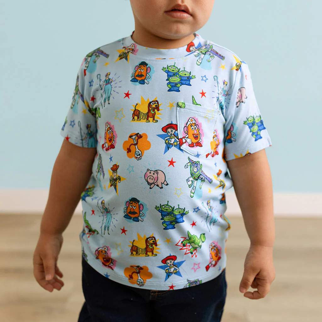 Character Blue Short Sleeve Disney Toy Story Time Pocket Tee | Posh Peanut\u00ae | Posh Peanut