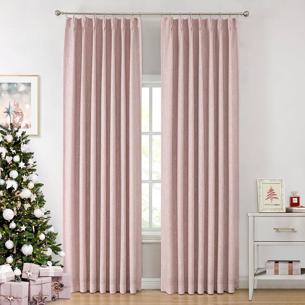 Vision Home Pink Full Blackout Curtains Pinch Pleated Room Darkening Window Panels 108 inch for G... | Amazon (US)