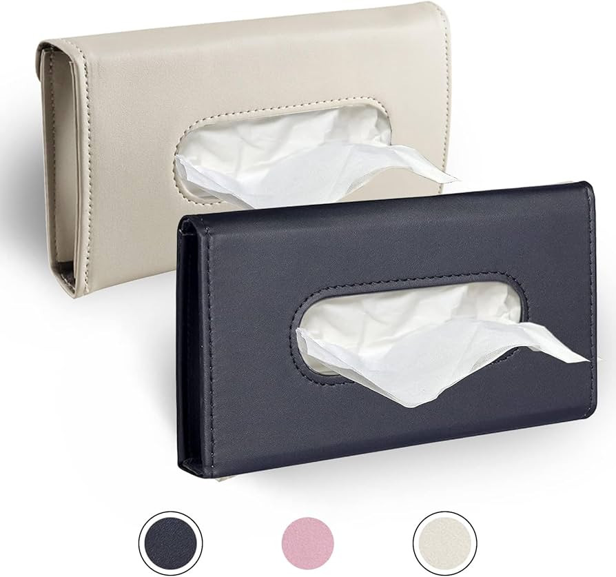 Car Tissue Holder, 2 Pack Sun Visor Napkin Holder, Premium PU Leather, Car Mask Holder for Sun Vi... | Amazon (US)