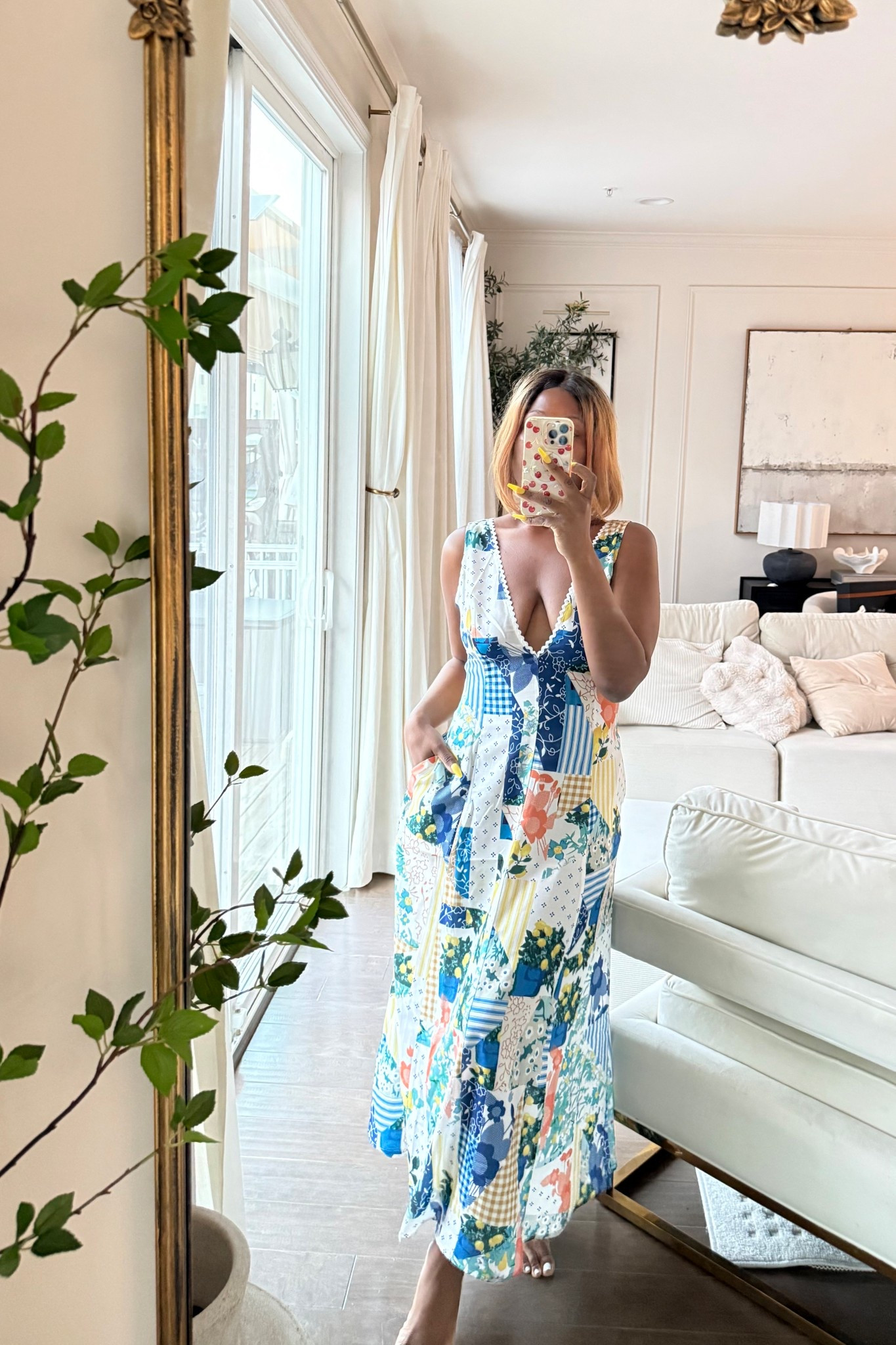 Easy summer dress for a weekend out! And it has pockets ! Love the print and the deep V neckline is so sexy :) the price is affordable too. It’s giving elevated everyday mom dress :) 

#LTKSeasonal #LTKmomlife #LTKMidsize