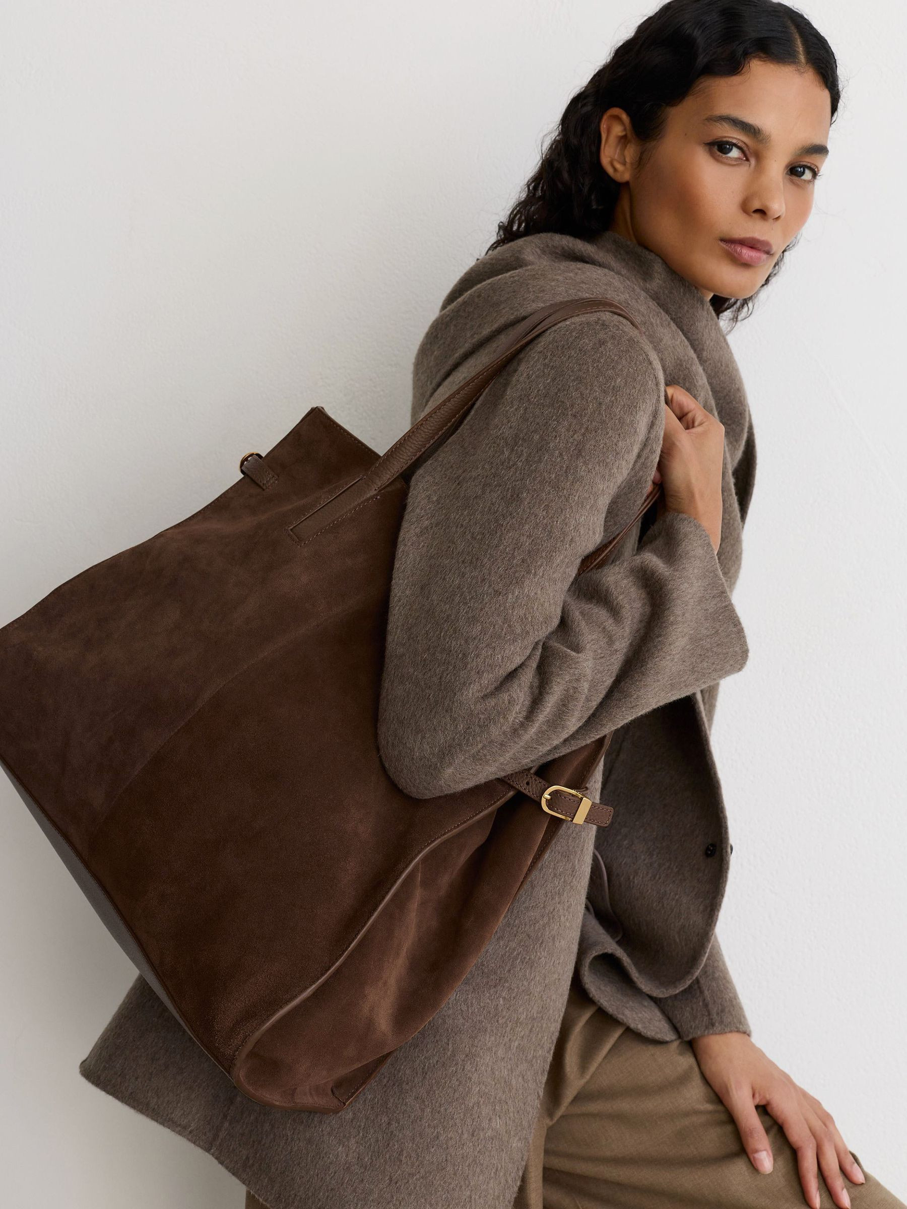 Suede Oversized Tote Bag | Reiss UK