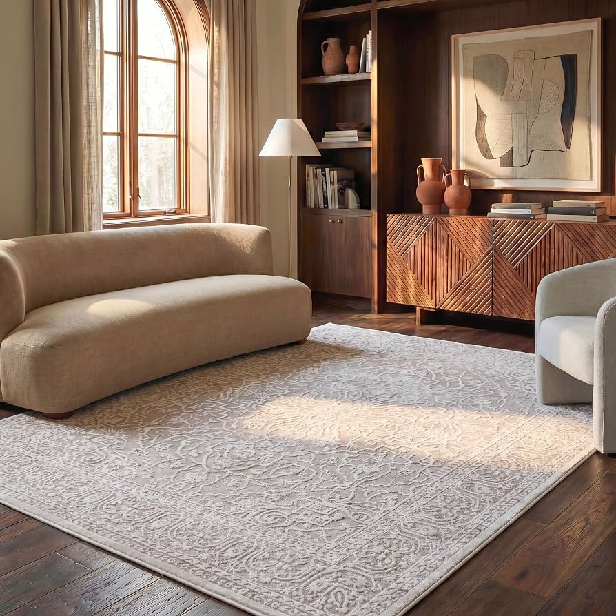 SAFAVIEH Reflection Area Rug 8x10, Large Beige & Cream RFT670A | Amazon (US)