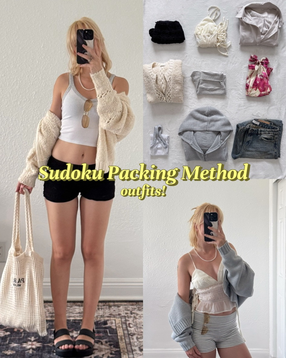 i tried the sudoku packing method recently & i honestly loved it so much! it was really difficult at first, but once i got the hang of it i felt like it really helped me find some new outfit combinations i never thought of before! i posted this before just showing how the sudoku method is done, but i didn’t show how the outfits looked. so here is how the column outfits came out & i’ll also be sharing another post showing the rows! <3 #vacationmode  #sudokupackingmethod  #outfitinspo

#LTKSeasonal #LTKTravel #LTKootd