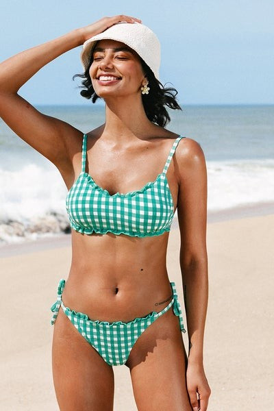 Lucille Gingham Tie Side Bikini | Cupshe