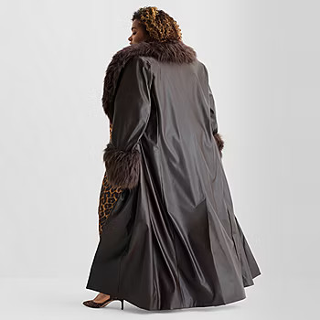 new!Ashley Graham Womens Plus Faux Fur Wrap Coat | JCPenney