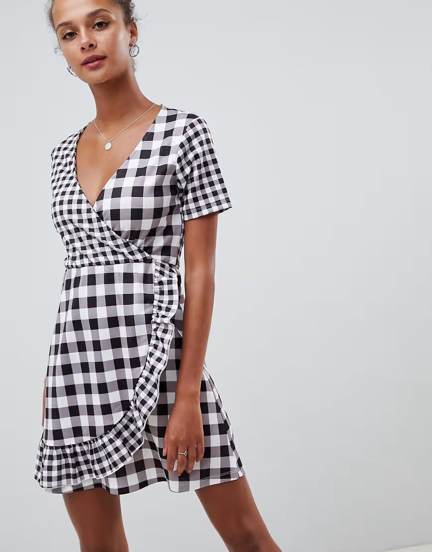 ASOS DESIGN gingham mix wrap dress-Multi | ASOS (Global)