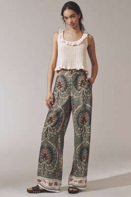 Sanctuary The Soft Printed Linen Blend Trouser Pants | Anthropologie (US)