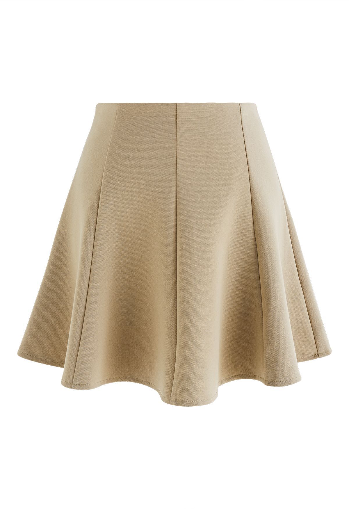 High Waist Flare Mini Skirt in Light Tan | Chicwish