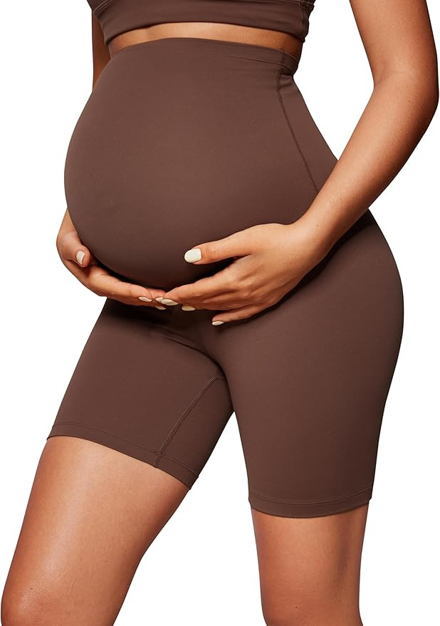 CRZ YOGA Womens Butterluxe Maternity Biker Shorts Over The Belly 6" - Pregnancy Yoga Workout Acti... | Amazon (US)