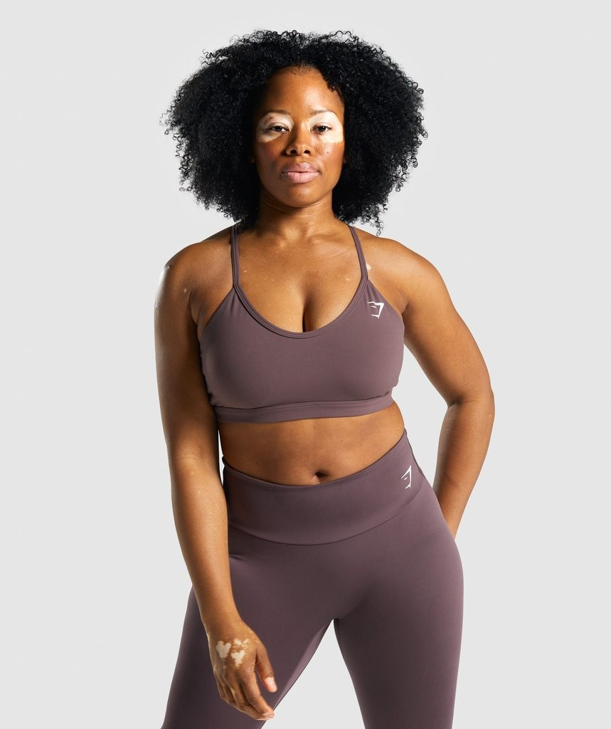 Gymshark V Neck Training Sports Bra - Brown | Gymshark (Global)