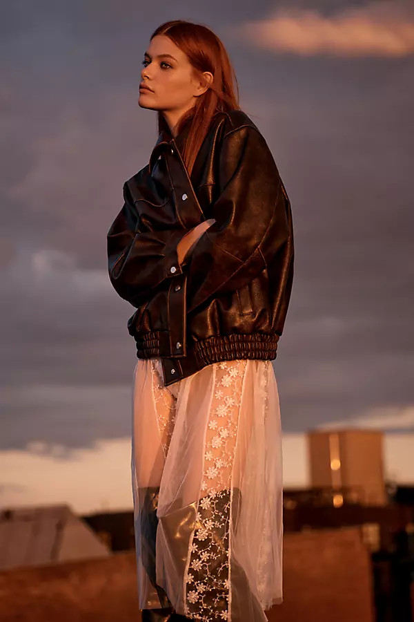 Oversized Washed Faux-Leather Jacket | Anthropologie (US)