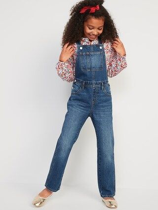 Slouchy Straight Dark-Wash Jean Overalls for Girls | Old Navy (US)
