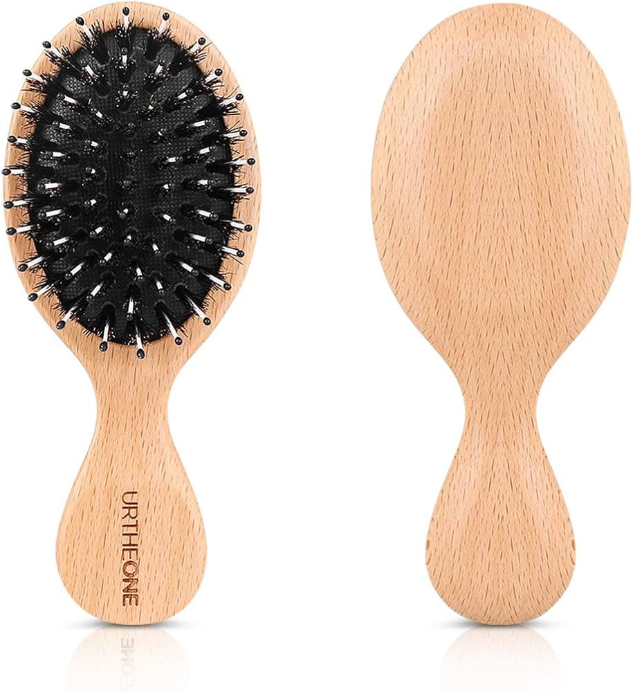 Hair Brush Mini Boar Bristle Hairbrush for Thick Curly Thin Long Short Wet or Dry Hair Detangle M... | Amazon (US)