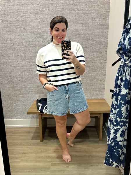 Another nautical look for the summer and it is from Abercrombie! The tee is a cute, lightweight sweater and it runs TTS and comes in a few color options. The shorts are my fave, the Curve Love Dad Short, they run TTS and come in several color options! The look is on sale, plus you get an additional 15% off with code DRESSFEST! 

#LTKSaleAlert #LTKStyleTip #LTKMidsize