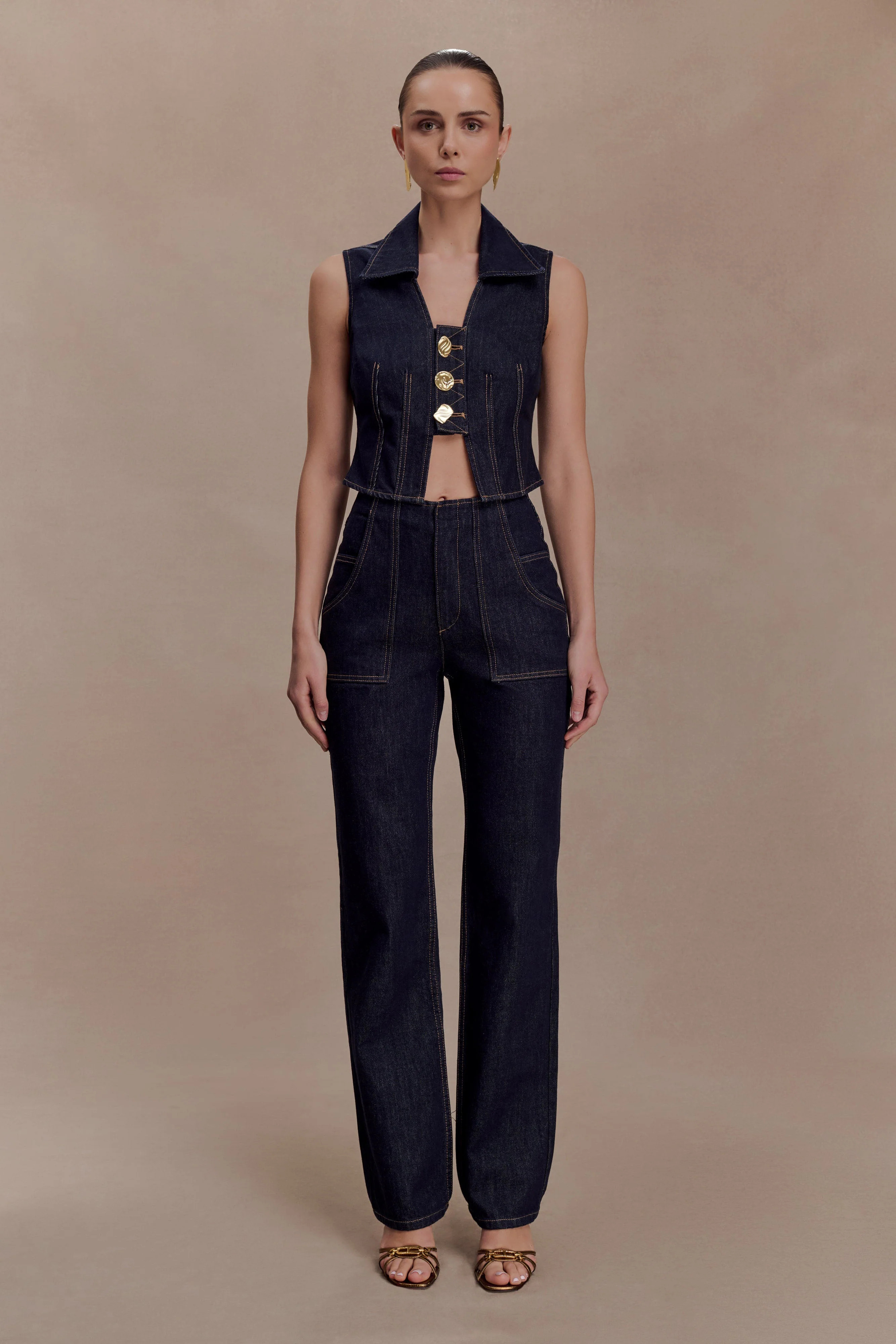 Clarrissa High Rise Jeans - Washed Indigo Blue | Meshki UK