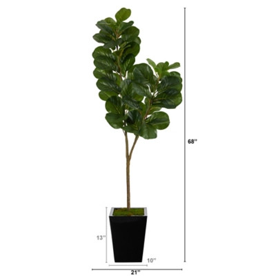 68” Fiddle leaf Fig Artificial Tree in Black Metal Planter | Ashley Homestore