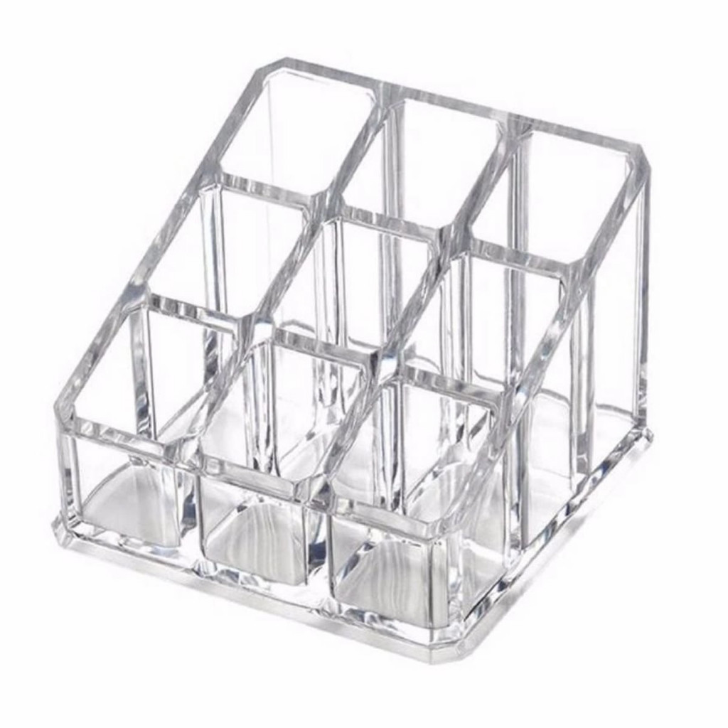 Porta Batom 9 Divisórias Acrílico Organizador de Maquiagem Pincel Rímel Esmalte | Shopee (BR)