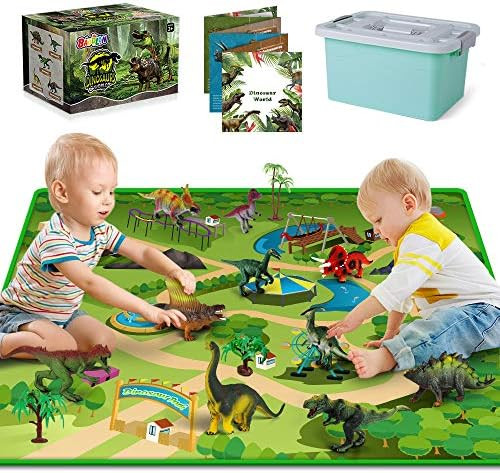 Dinosaur Toys - 10 Realistic Dinosaur Figures, Activity Kids Play Mat & Trees for Creating a Dino... | Amazon (US)