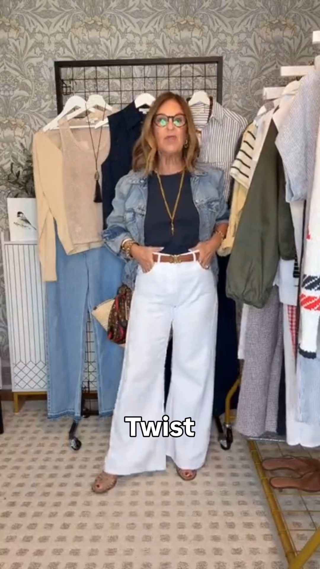 This is the Mother lemon twist, Jean. It’s flattering, can't see-through, and is so comfortable. 

It’s stretchy and runs big. If you are between sizes for a trimmer fit, wear your smaller size. For a looser fit, wear your bigger size. I’m between a 25/26 and wearing a size 26.

The T-shirt is a great quality for the price. It runs TTS. I’m wearing a size small.

The Levi jacket runs TTS. I’m wearing size extra small. I get asked about this jacket often, so I thought I’d share it.

#LTKootd #LTKSaleAlert #LTKOver40