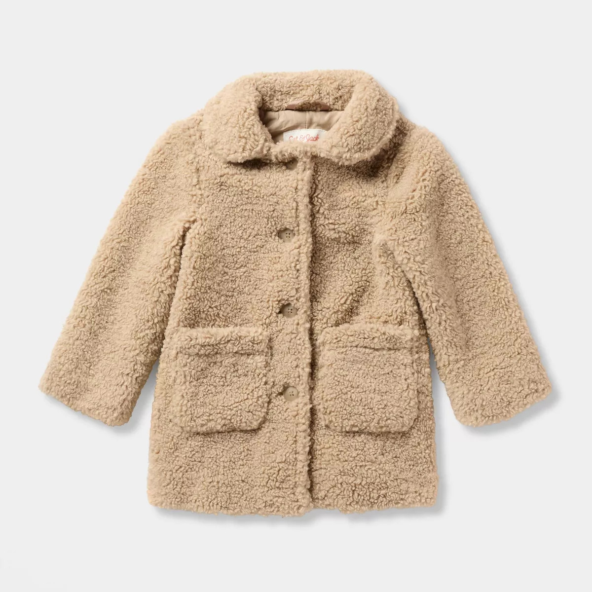 Toddler Holiday Dressy Cozy Teddy Fleece Overcoat - Cat & Jack™ Tan | Target