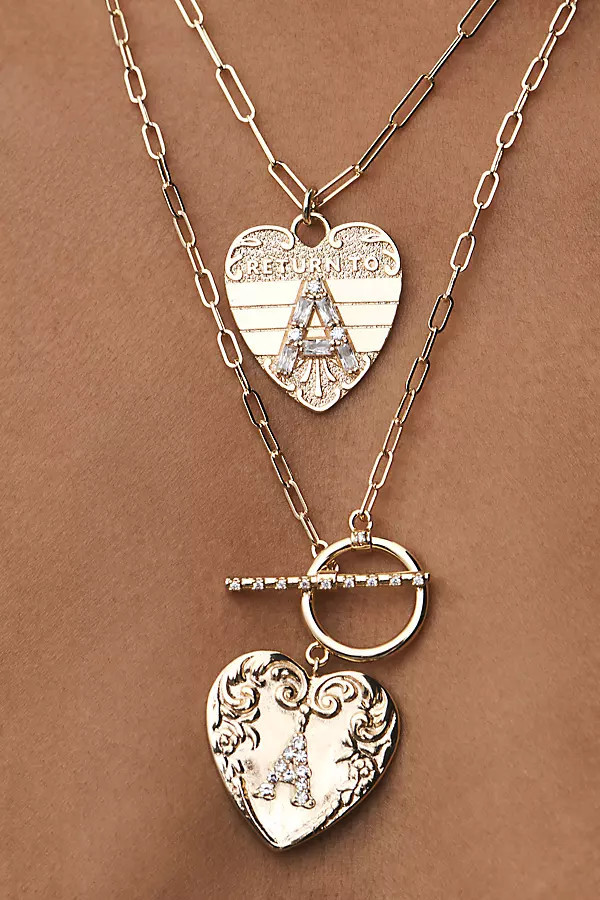 Monogram Heart Charm Necklace | Anthropologie (US)