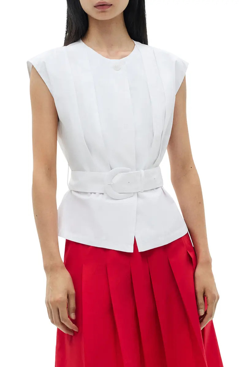 MANGO Belted Pleated Sleeveless Top | Nordstrom | Nordstrom
