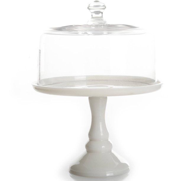 The Pioneer Woman Timeless Beauty 10-Inch Milk White Cake Stand with Glass Cover | Walmart (US)