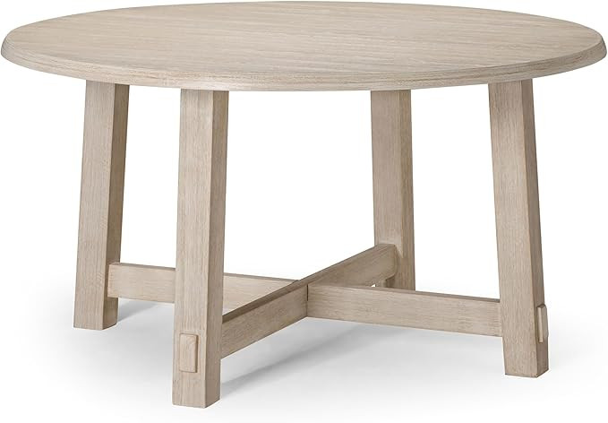 Maven Lane Sasha - Mesa de comedor redonda de madera en acabado blanco desgastado | Amazon (US)
