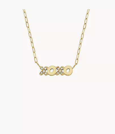 Hazel Gold-Tone Stainless Steel Station Necklace | Fossil (US)