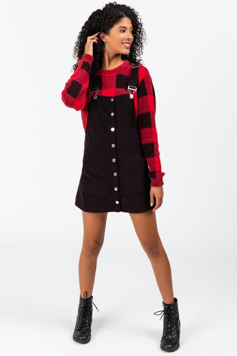 Geneva Button Front Overall Dress | Francesca’s Collections