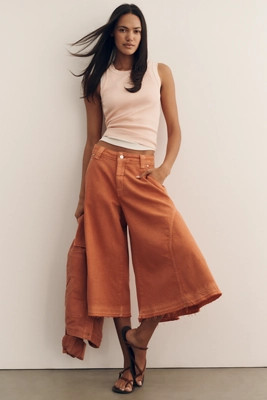 Pilcro Regenerative Cotton Circle Crop High-Rise Culotte Jeans | Anthropologie (US)
