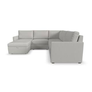 FLEXSTEEL Flex 102 in. W Straight Arm 5-piece Polyester Performance Fabric Modular Sectional Sofa... | The Home Depot
