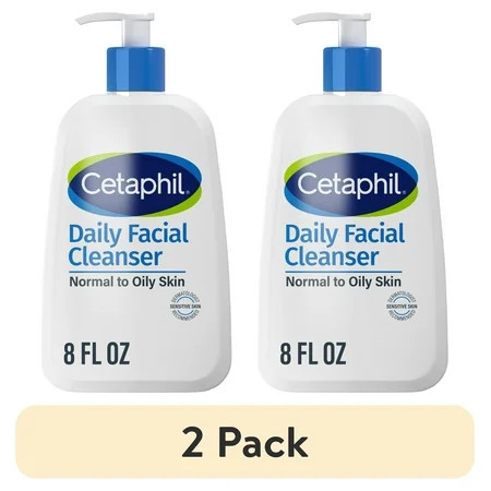 (2 pack) Cetaphil Daily Facial Cleanser for Sensitive Combination to Oily Skin 8 oz | Walmart (US)