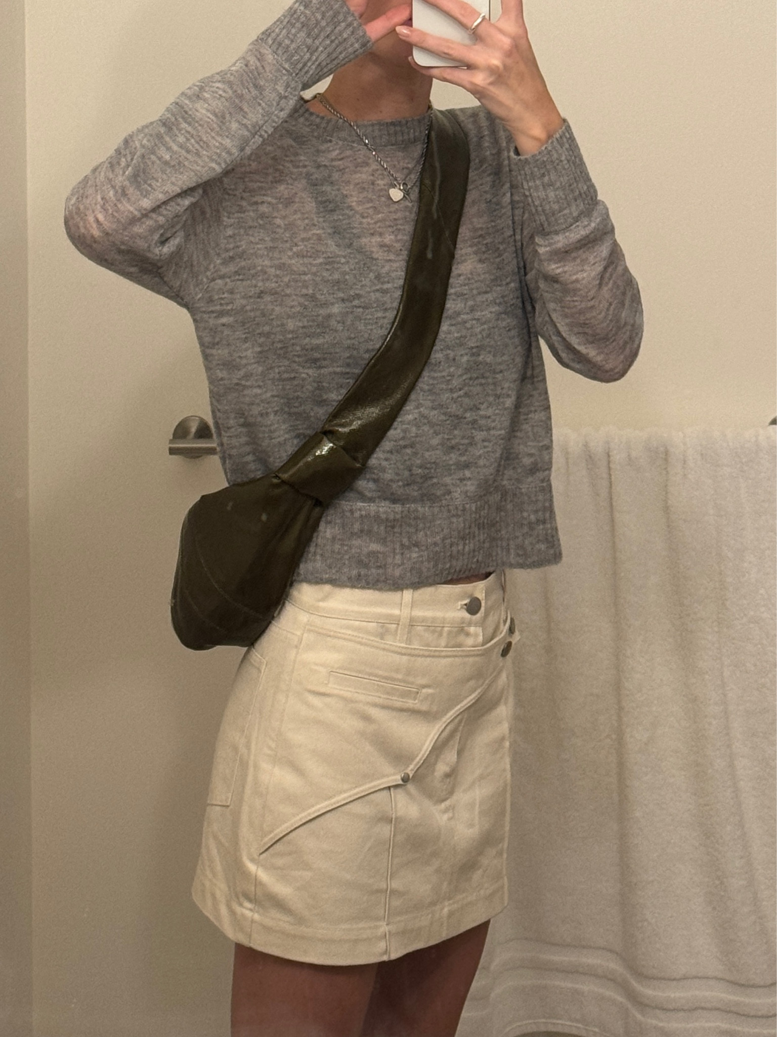 Sweater: Zara, skirt: Geel, bag: Lemaire 