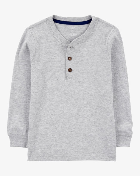Carter's Baby Boys Boy Long-Sleeve Henley Tee - Grey 24M Heather | Carter's Inc