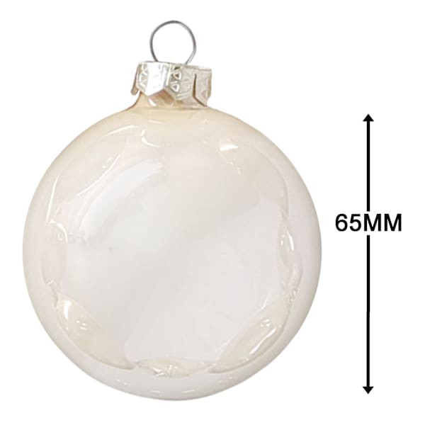9-Count White Pearl Shiny Glass Ornaments | At Home