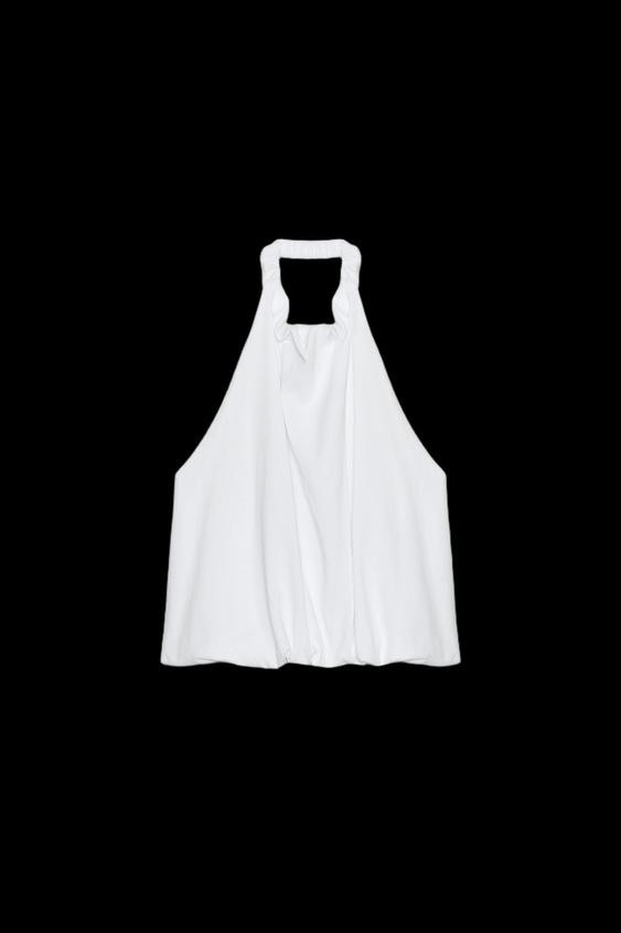 HEAVY COTTON BALLOON HALTER TOP | Zara US