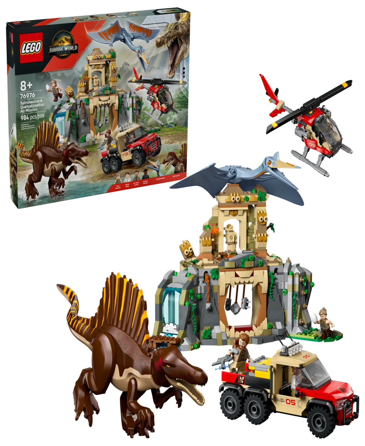 Lego Jurassic World Spinosaurus Quetzalcoatlus Air Mission Toy 76976, 984 Pieces - Multicolor | Macy's