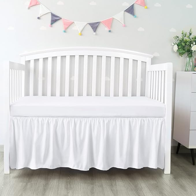 Crib Bed Skirt 4 Sides Pleated Dust Ruffle for Baby Boys Girls Elastic Adjustable Fit Toddler Bed... | Amazon (US)