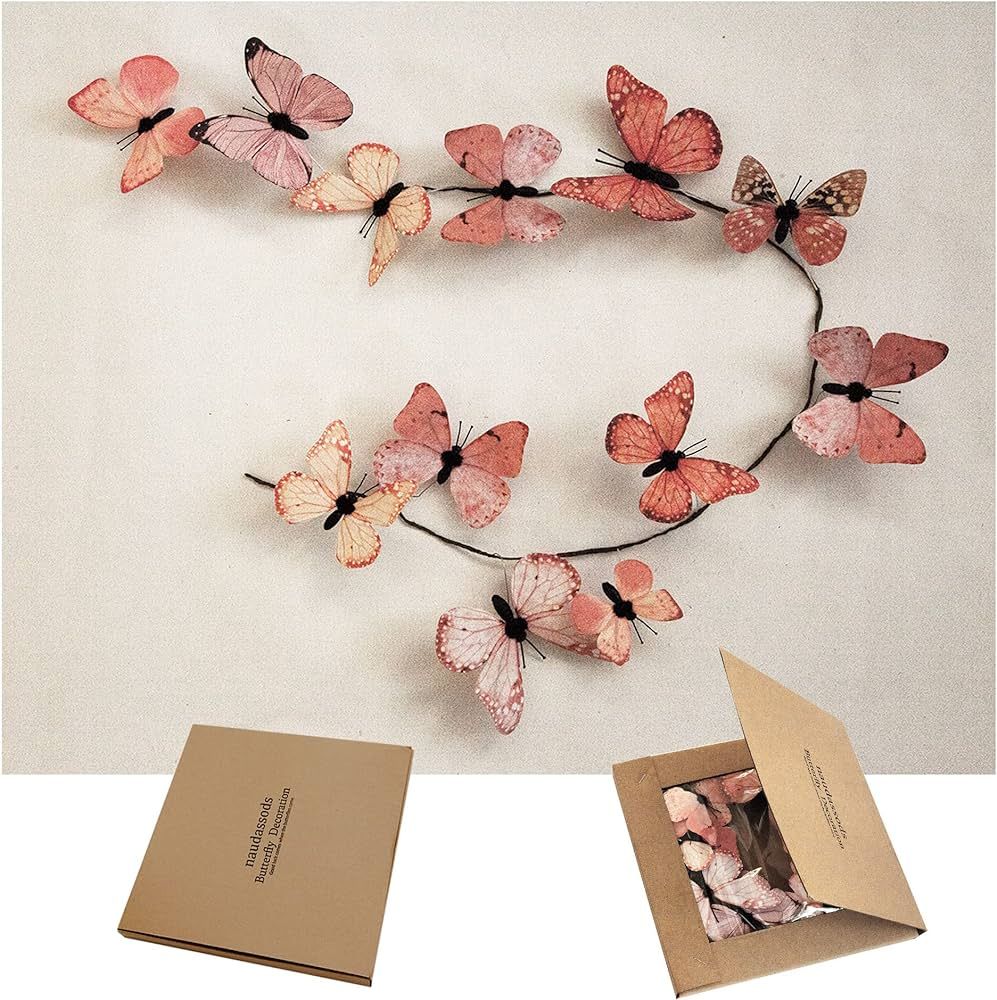 Artificial Butterfly Garland, Fake Butterfly Decorative Vines, DIY 3D Unique Butterfly Hanging De... | Amazon (US)