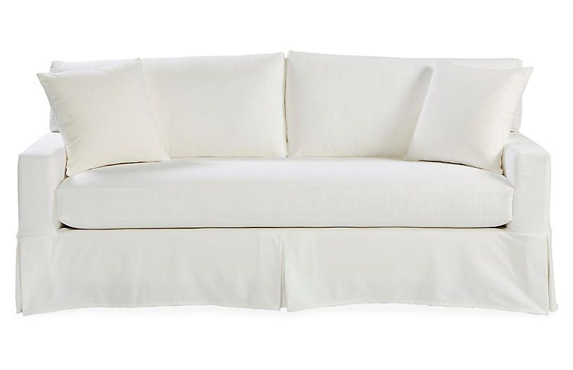 Liza Slipcovered Sofa, White | One Kings Lane