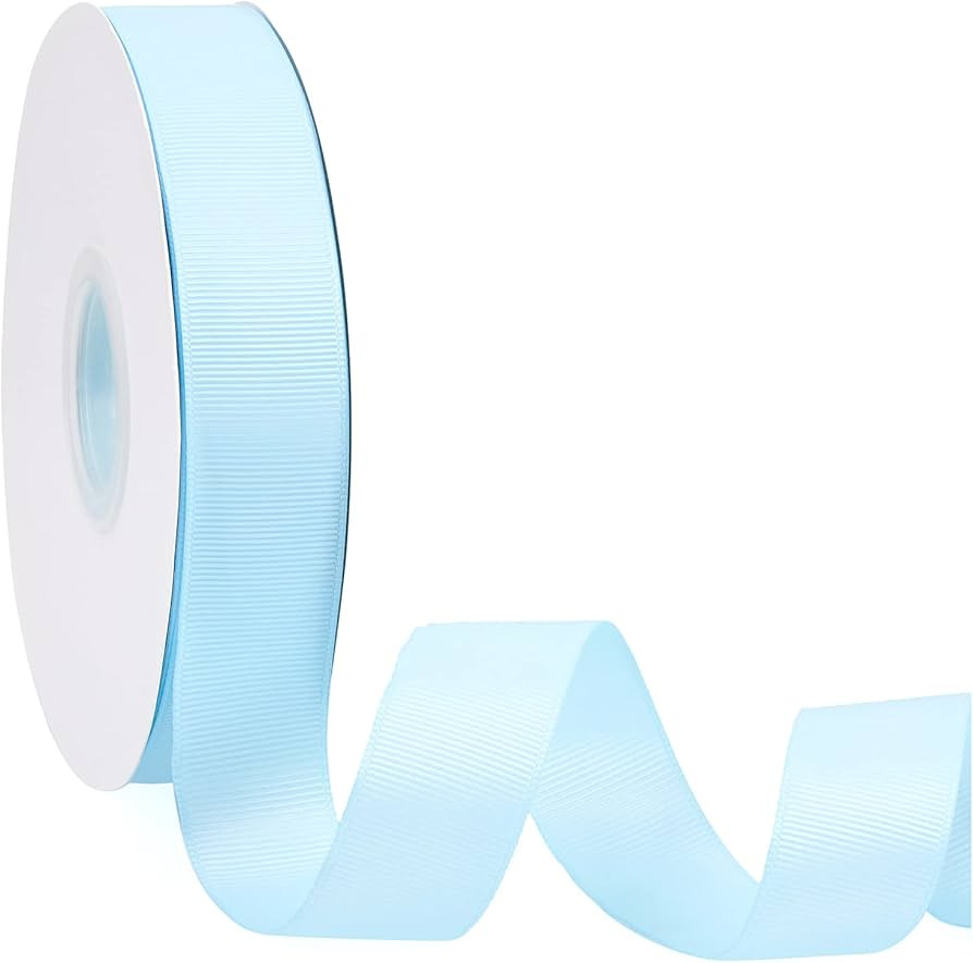 Baby Blue 1" X 50 Yards Solid Color Double Faced Grosgrain Ribbon for Gifts Wrapping, Wedding, Pa... | Amazon (US)