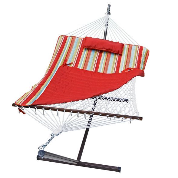12' Cotton Rope Hammock, Stand, Pad & Pillow Combination Set - Orange - Algoma | Target