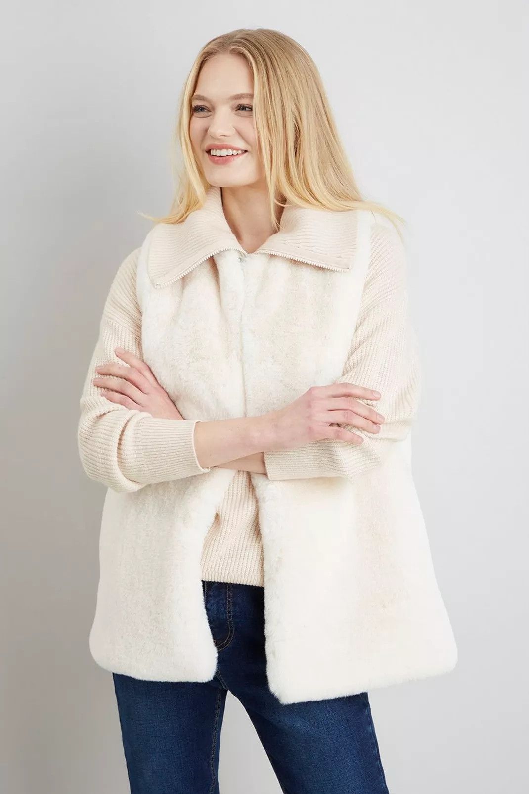 Ivory Faux Fur Gilet | Wallis UK