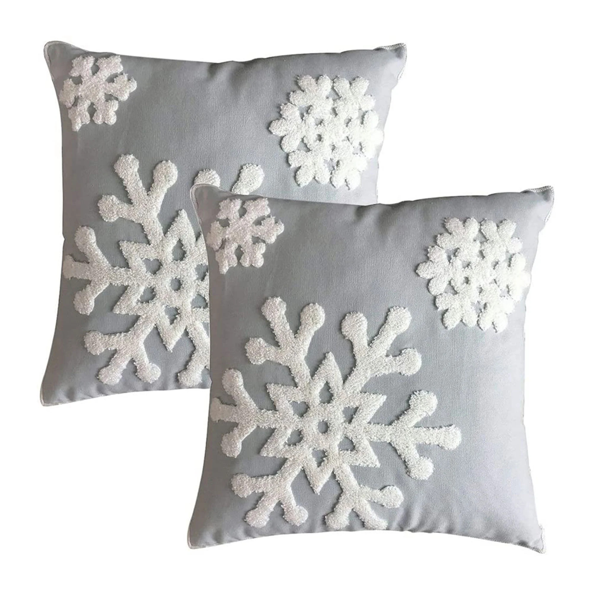 Sunisery Christmas Throw Pillow Covers, Winter Snowflake Cotton Embroidery Cushion Covers - Walma... | Walmart (US)
