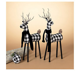 Set of 2 Black and White Christmas Deer Figurines by Gerson Co | QVC