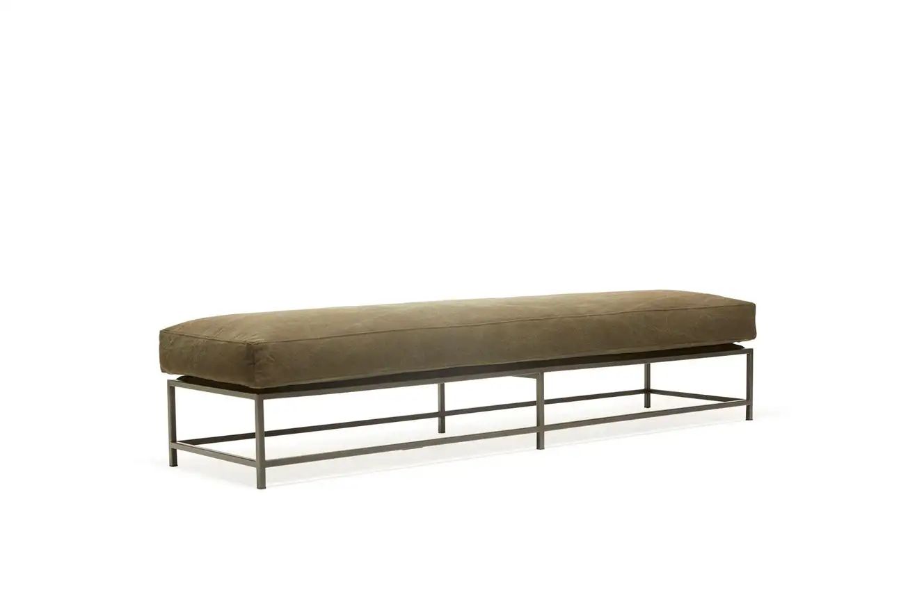 Dark Olive Heavy Canvas and Blackened Steel Extra Large Bench For Sale at 1stDibs | 1stDibs