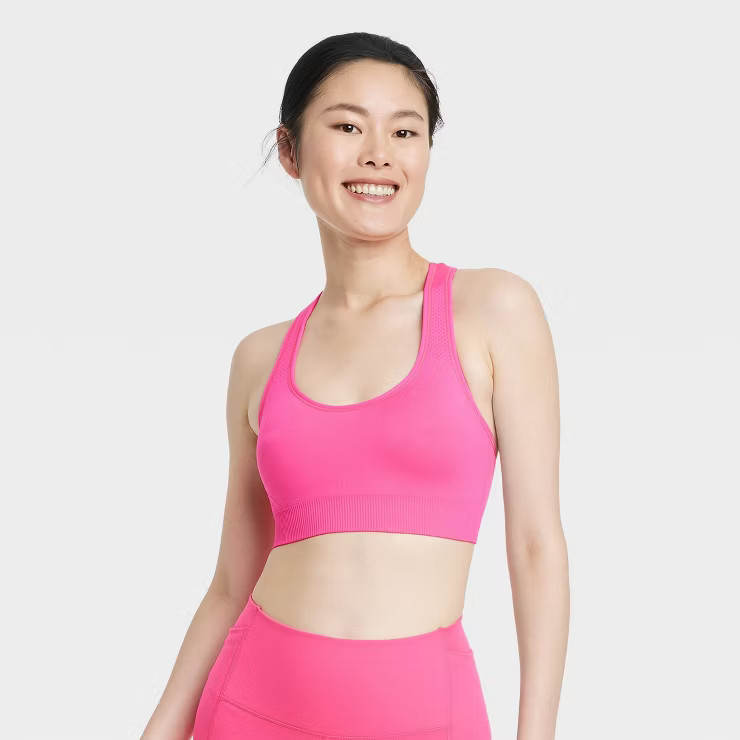 Women's Medium Support Seamless Racerback Sports Bra - All in Motion™ | Target