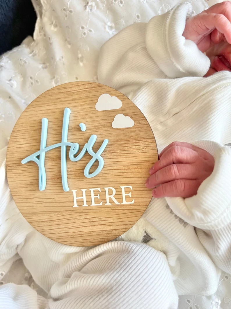 Double Sided Announcement Plaque, He's Here, She's Here Plaque, It's a Girl, It's a Boy, Birth An... | Etsy (US)
